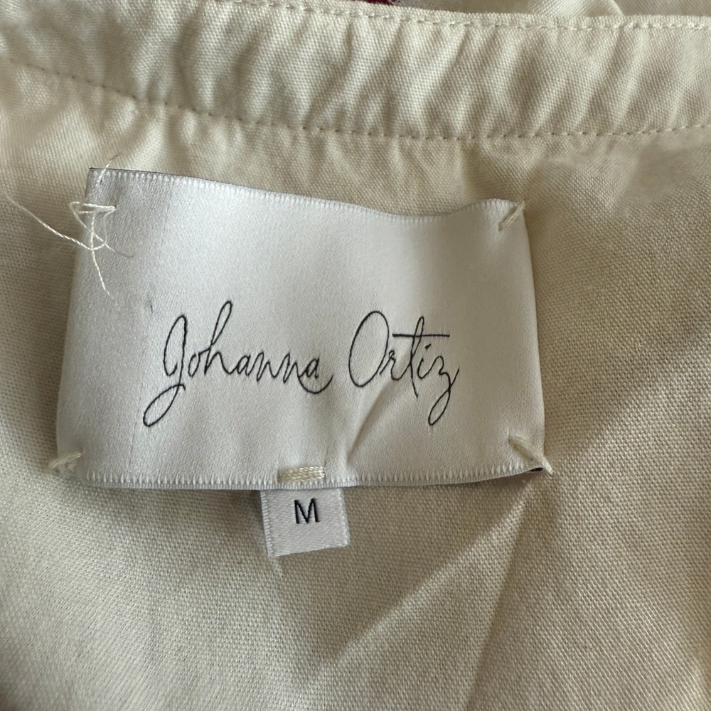 Johanna Ortiz Bushveld Poncho Embroidered Fabric Tassels Cream Size M - Picture 9 of 10